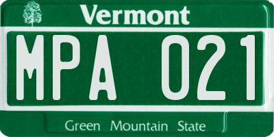 VT license plate MPA021