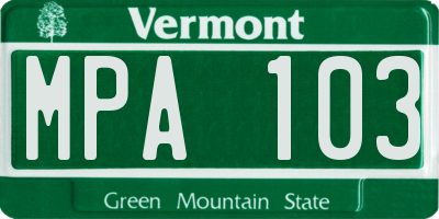 VT license plate MPA103