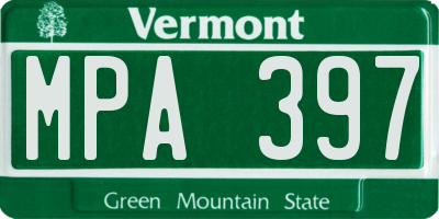 VT license plate MPA397