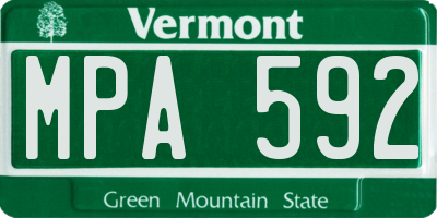 VT license plate MPA592
