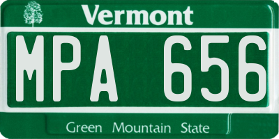 VT license plate MPA656