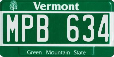VT license plate MPB634