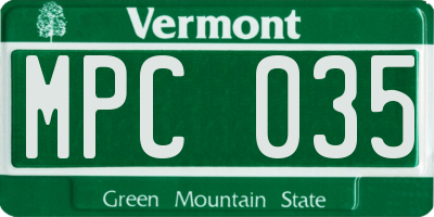 VT license plate MPC035
