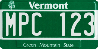 VT license plate MPC123