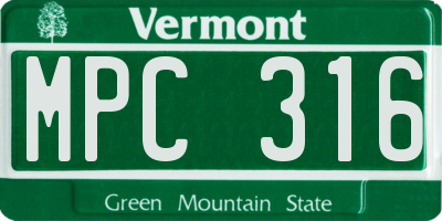 VT license plate MPC316