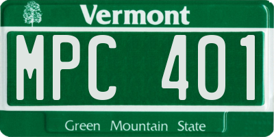 VT license plate MPC401
