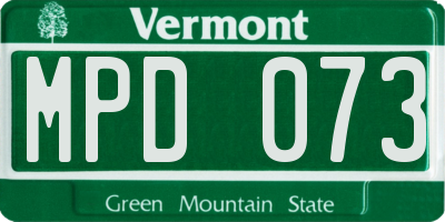 VT license plate MPD073