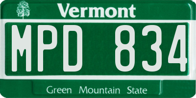 VT license plate MPD834