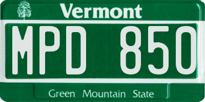 VT license plate MPD850