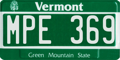VT license plate MPE369