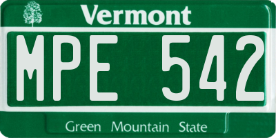 VT license plate MPE542
