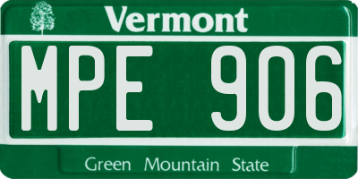 VT license plate MPE906