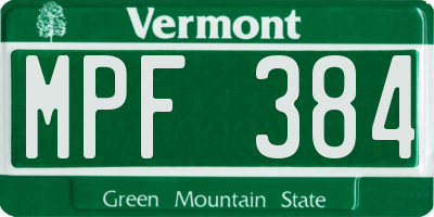 VT license plate MPF384