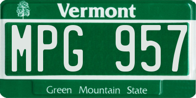 VT license plate MPG957