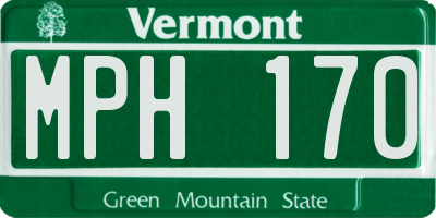 VT license plate MPH170