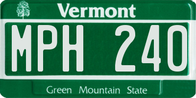 VT license plate MPH240