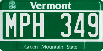 VT license plate MPH349