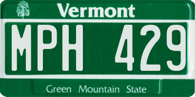 VT license plate MPH429