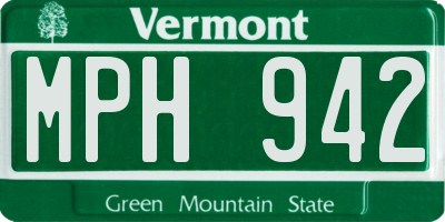 VT license plate MPH942