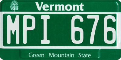 VT license plate MPI676