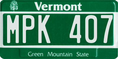 VT license plate MPK407