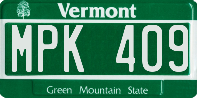 VT license plate MPK409