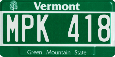 VT license plate MPK418