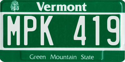 VT license plate MPK419