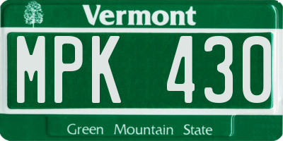 VT license plate MPK430