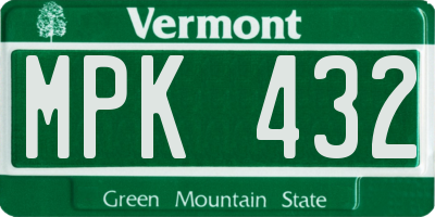 VT license plate MPK432
