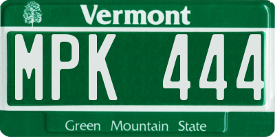 VT license plate MPK444