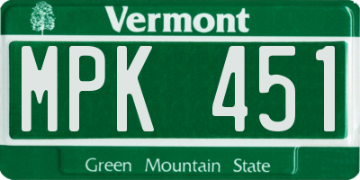 VT license plate MPK451