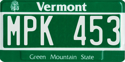 VT license plate MPK453