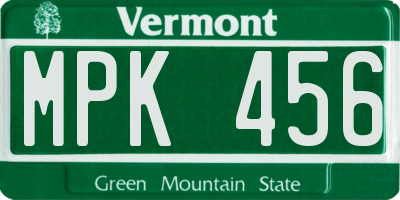 VT license plate MPK456