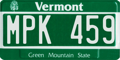 VT license plate MPK459