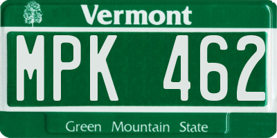 VT license plate MPK462