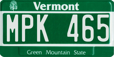 VT license plate MPK465