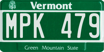 VT license plate MPK479