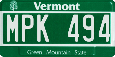 VT license plate MPK494