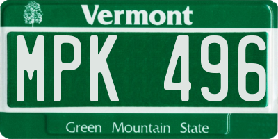 VT license plate MPK496