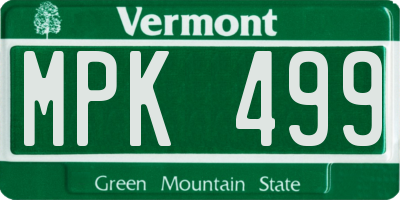 VT license plate MPK499