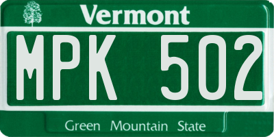VT license plate MPK502