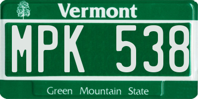 VT license plate MPK538