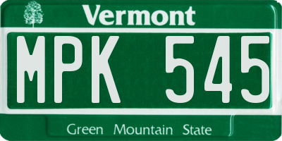 VT license plate MPK545