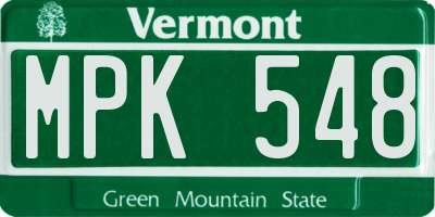 VT license plate MPK548