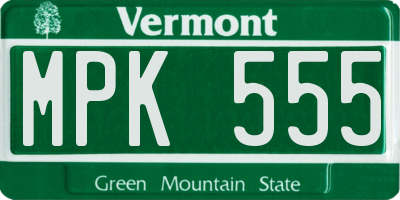 VT license plate MPK555