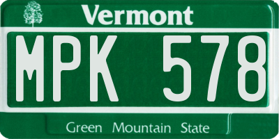 VT license plate MPK578