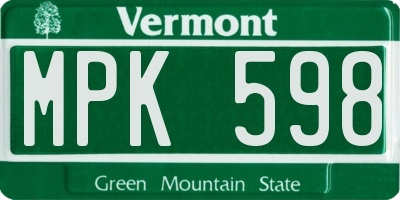 VT license plate MPK598