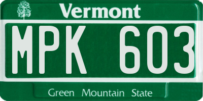 VT license plate MPK603