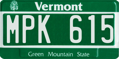 VT license plate MPK615
